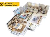 佳龙大沃城_2室2厅1卫 建面69平米
