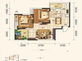 彰泰新旺角_2室2厅1卫 建面67平米