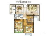 元正碧桂苑_3室2厅1卫 建面93平米
